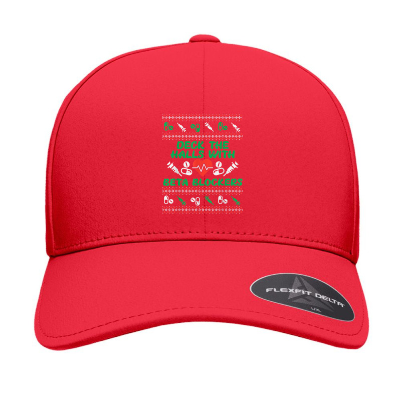 Deck Halls With Beta Blockers Funny Nurse Christmas Xmas Pjs Seamless Cap by YenNgoc | Artistshot