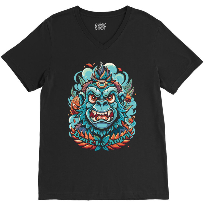 Angry Ape V-Neck Tee by Artsimetris | Artistshot