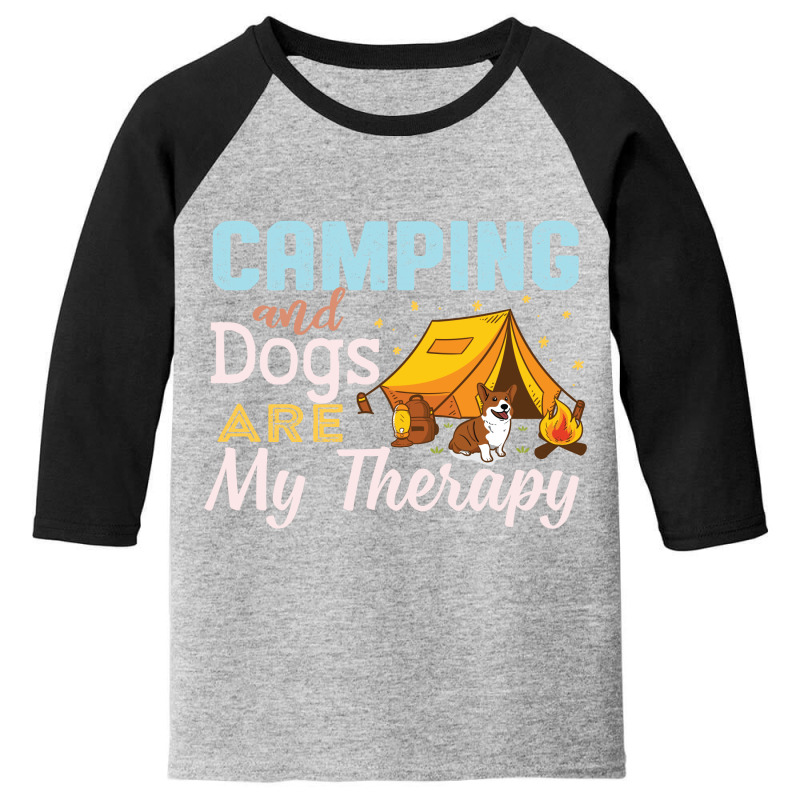 Camping And Dogs Are My Therapy Retro Vintage Youth 3/4 Sleeve by vip.pro123 | Artistshot