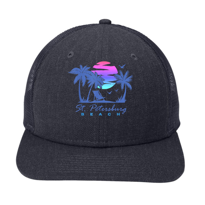 St. Petersburg Beach St Pete Florida Vacation Vintage Sunset Snapback Trucker Cap by ElsieLynne | Artistshot