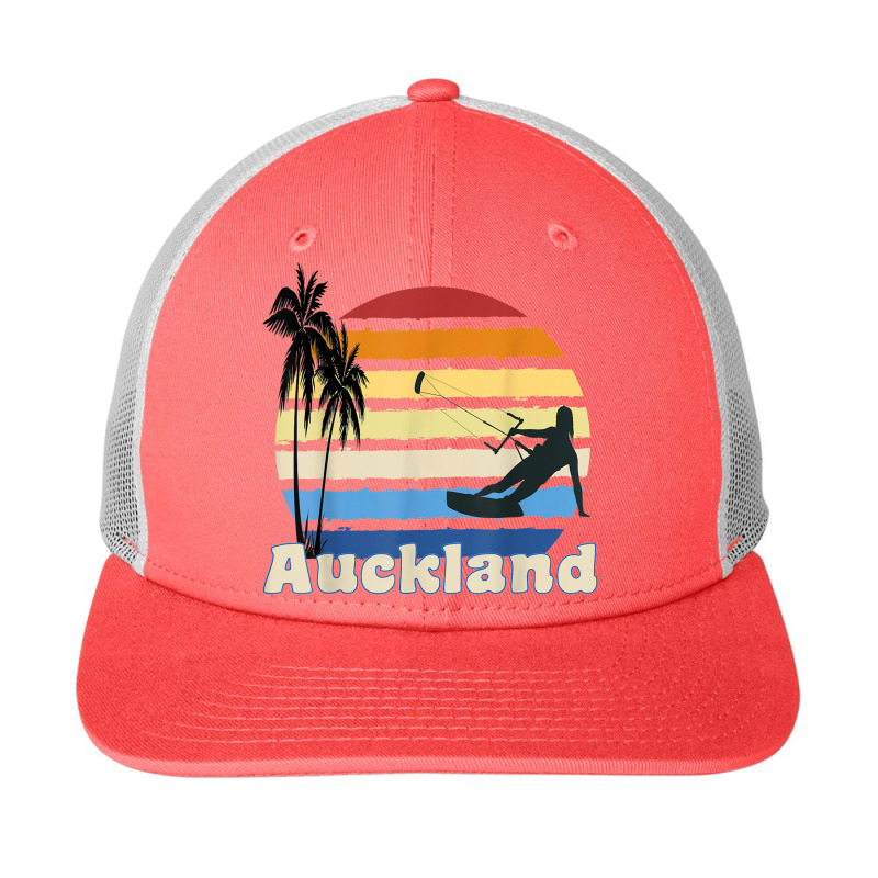 Auckland New Zealand Kitesurfing Kitesurfer Beach Snapback Trucker Cap by Dapper | Artistshot