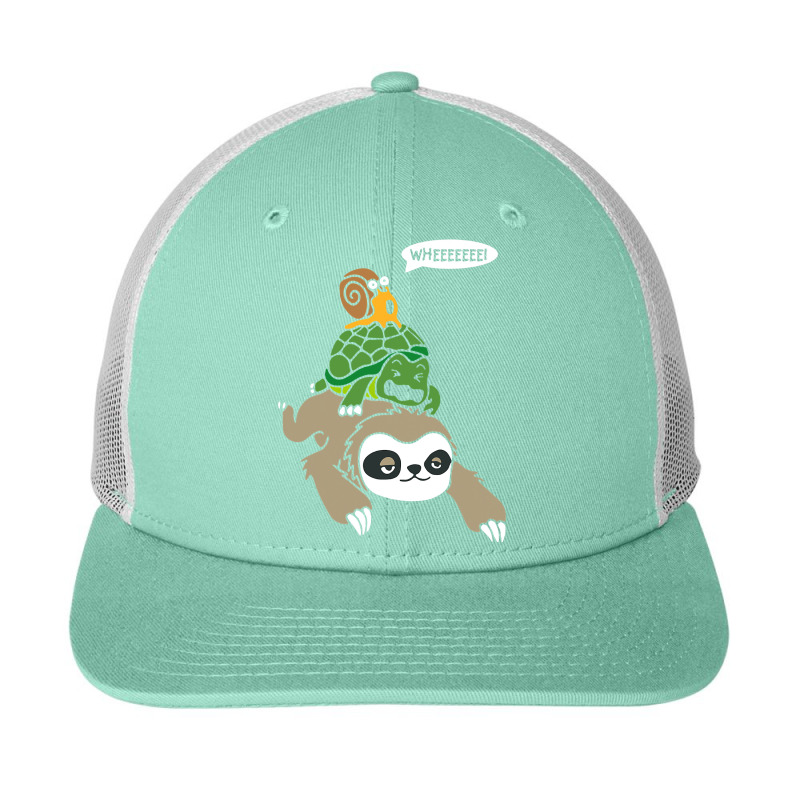 Sloth Turtle Snail Piggyback T Animal Running Wild Snapback Trucker Cap by trokeryth | Artistshot