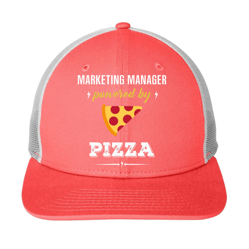 Marketing Manager Powered By Pizza Funny Gift Snapback Trucker Cap by cm-arts | Artistshot