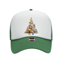 Christmas Library Tree Lights For Librarian And Book Lover Foam Trucker Hat | Artistshot