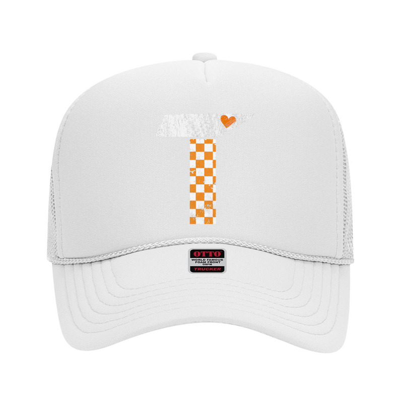 Tennessee Flag Vintage Football Fan Orange And White Gift Foam Trucker Hat by cm-arts | Artistshot