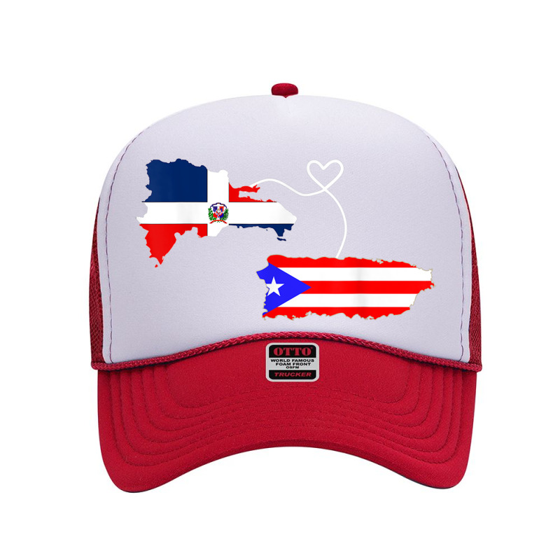 Half Puerto Rican Half Dominican Flag Map Combined Pr Rd Foam Trucker Hat by Deluxe | Artistshot