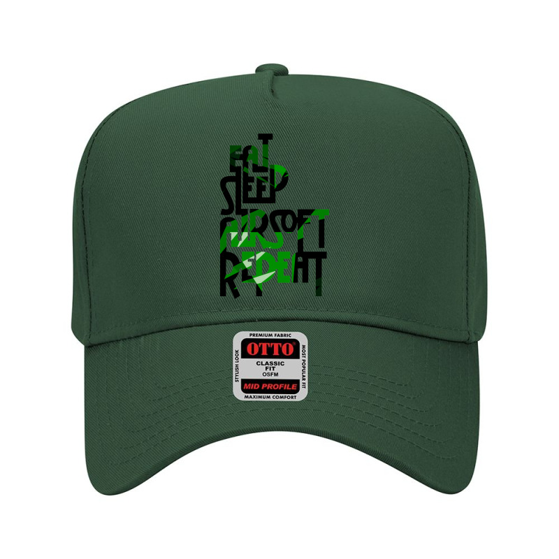 Eat.sleep. Airsoft. Repeat. - 1 - Green Camo Design - Morale Collectab Adjustable Baseball Cap by cm-arts | Artistshot