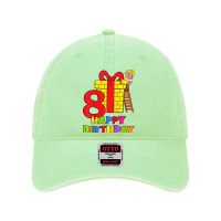 Kids 8 Years Old 8th Birthday Construction Worker Boy Children's Birth Dyed Cap | Artistshot