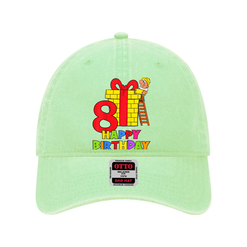 Kids 8 Years Old 8th Birthday Construction Worker Boy Children's Birth Dyed Cap | Artistshot