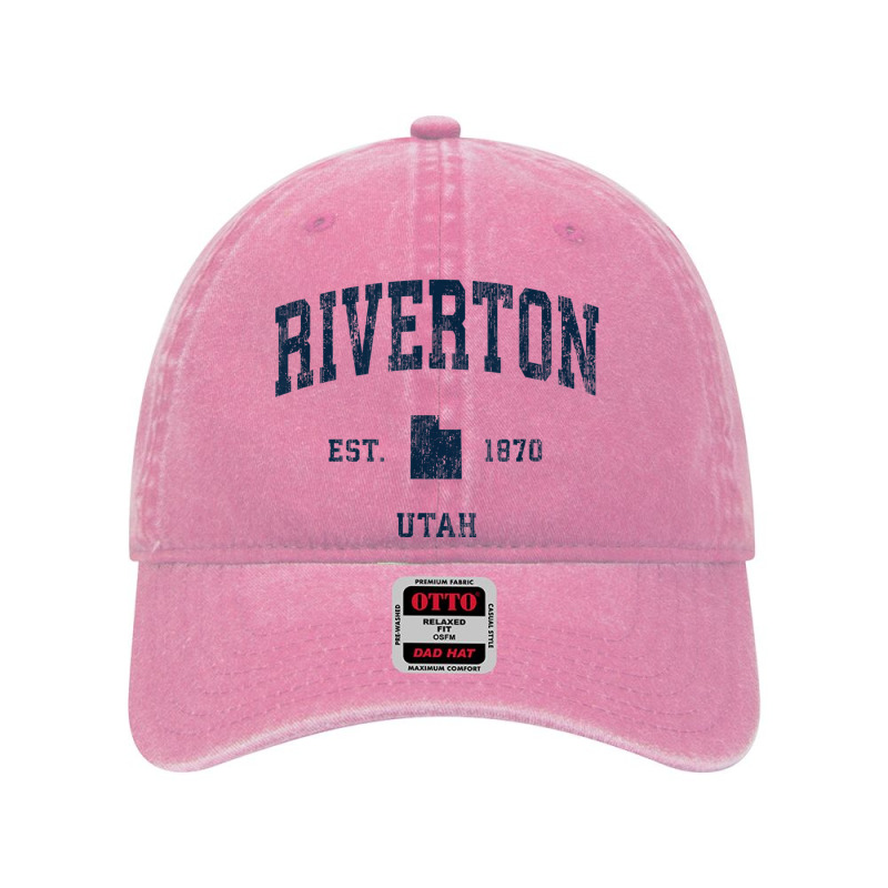 Riverton Utah Ut Vintage Athletic Navy Sports Design Dyed Cap by Scout | Artistshot