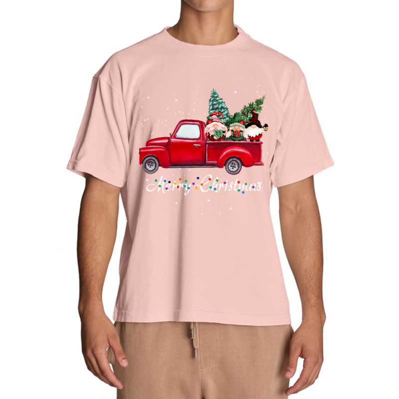 Vintage Wagon Red Truck Christmas Gnome Tree Pajamas Xmas Long Sleeve Urban Heavy T-shirt by cm-arts | Artistshot