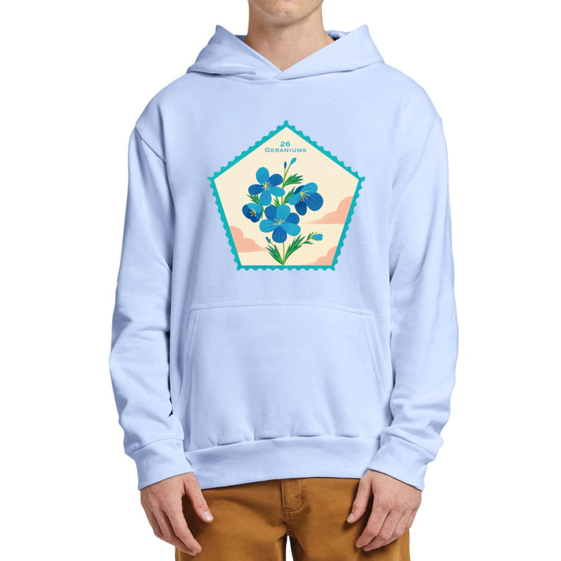 Retro Geranium Flower Stamps Urban Pullover Hoodie by cm-arts | Artistshot