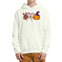 Pumpkin Witch Hat Trick Or Treat Peace Love Halloween T Shirt Urban Pullover Hoodie | Artistshot