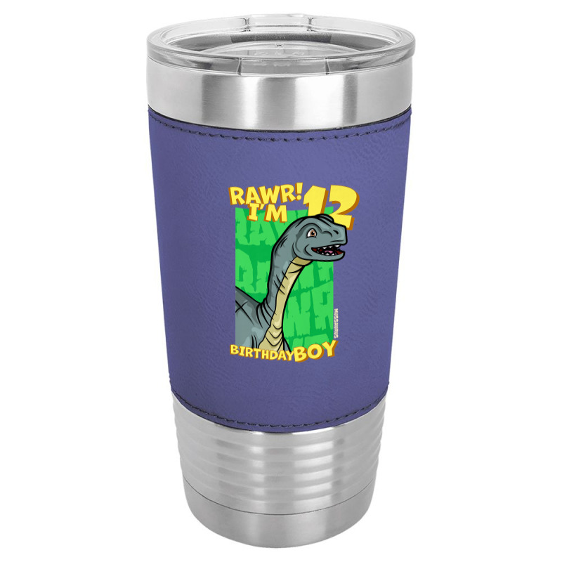 Rawr! I'm 12 Birthday Boys 12th Birthday Dino Mussaurus Leatherette Tumbler | Artistshot