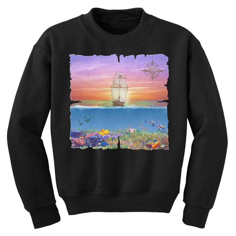 Sailing Ship T  Shirt Sunset Sail T  Shirt Youth Sweatshirt | Artistshot