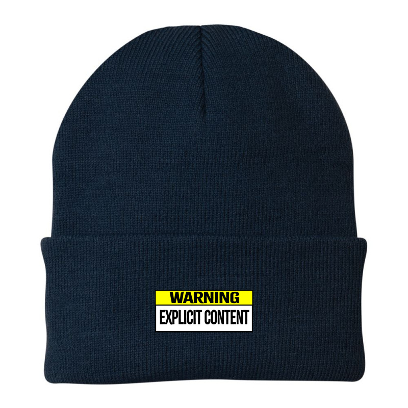 Explicit Content  - Warning Explicit Content Beanie by DEMARCOBLACK | Artistshot