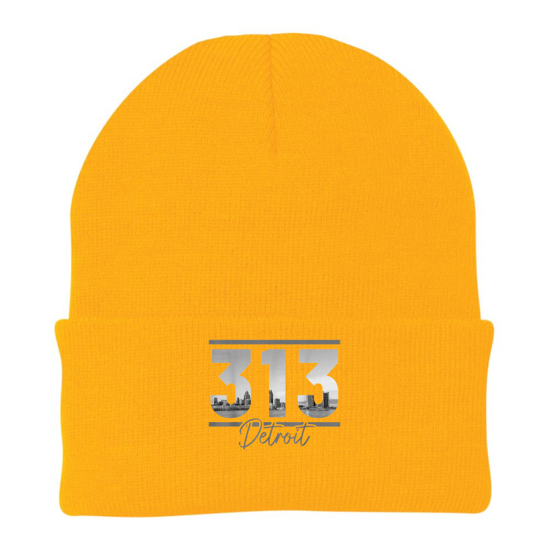 Detroit 313 Area Code Skyline Michigan Vintage T Shirt Beanie by cm-arts | Artistshot