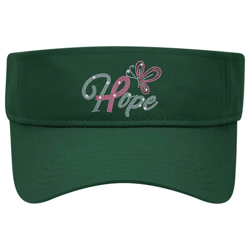 Rhinestone Template Hope Pink Ribbon Butterfly Visor hat by Bewitch | Artistshot