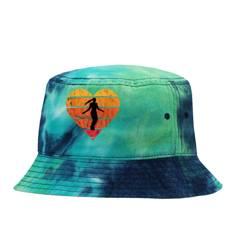 Rope Skipping Heart Retro Vintage Sunset Jump Rope Jumpers T Shirt Tie Dyed Bucket Hat | Artistshot