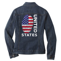 Usa America Flag Home United States Ladies Denim Jacket | Artistshot