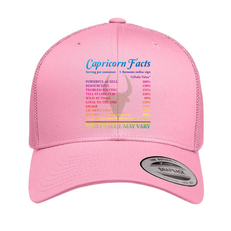 Capricorn Facts Birthday Zodiac Sign T Shirt Retro Trucker Cap | Artistshot