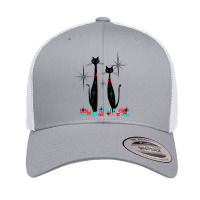 Retro Atomic Era Mid Century Modern Cat Pair W Stars Design Premium T Retro Trucker Cap | Artistshot