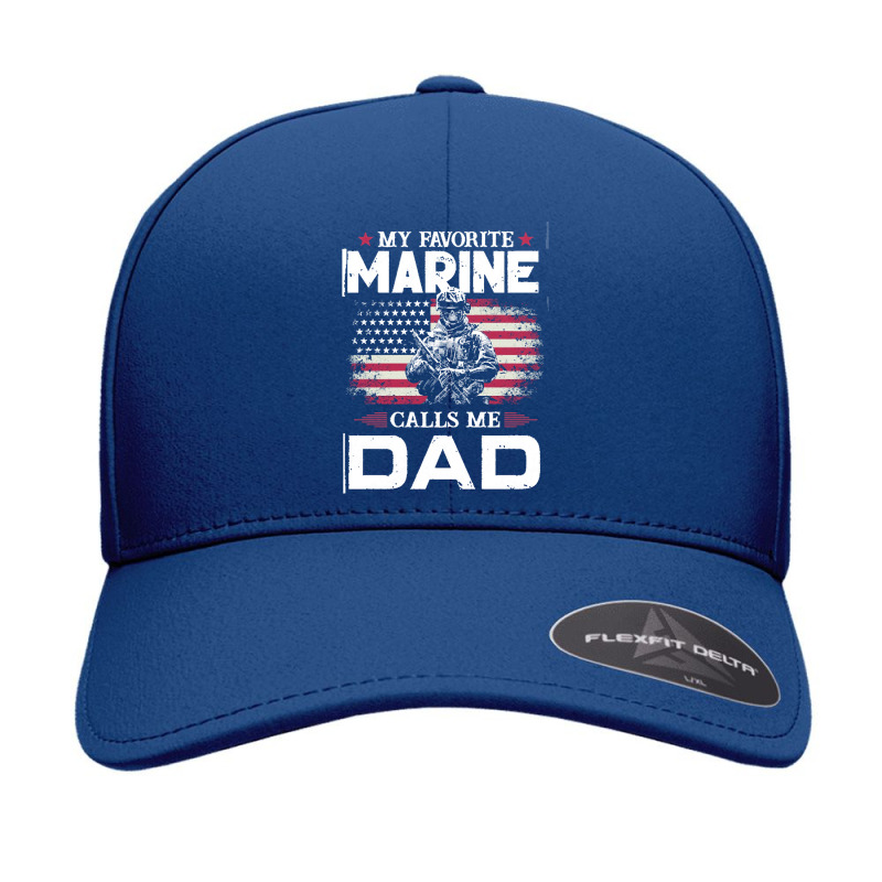 My Favorite Marine Calls Me Dad T  Shirt Father's Day Flag My Favorite Seamless Cap by brandycassin456 | Artistshot