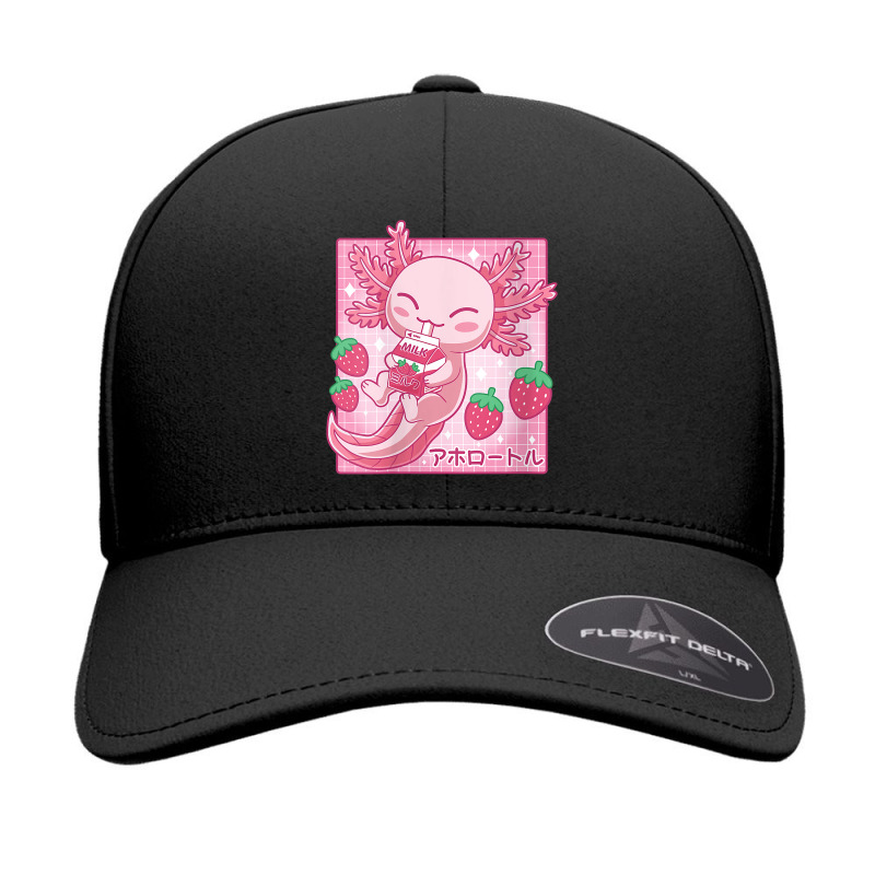 Womens Kawaii Axolotl Strawberry Milk Shake Carton Japanese Anime V Ne Seamless Cap by emaliekrein | Artistshot