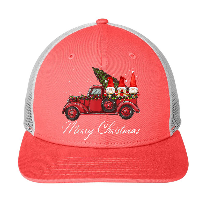 Three Gnomes In Red Truck With Merry Christmas Tree Snapback Trucker Cap | Artistshot