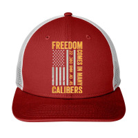 Freedom Comes In Many Calibers Funny Pro Gun Usa Flag Snapback Trucker Cap | Artistshot