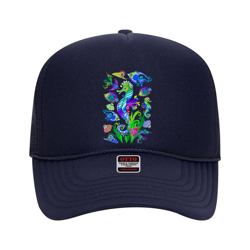 Marine Biologist Ocean Life Drawing Seahorse Foam Trucker Hat | Artistshot