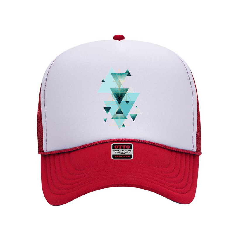 Geometric Triangle Compilation In Teal Foam Trucker Hat | Artistshot