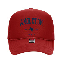 Angleton Texas Tx Vintage Athletic Navy Sports Design Foam Trucker Hat | Artistshot