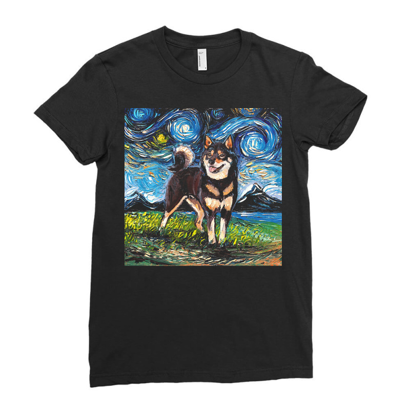 Shiba Inu T  Shirt Black And Tan Shiba Inu Night T  Shirt Ladies Fitted T-Shirt by trimmingpoliceman | Artistshot