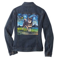 Shiba Inu T  Shirt Black And Tan Shiba Inu Night T  Shirt Ladies Denim Jacket | Artistshot