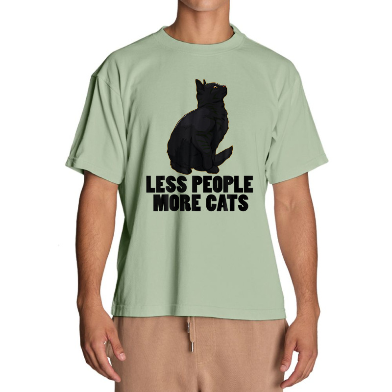 Less People More Black Cat Funny Pet Lover Men Dark Cat Urban Heavy T-shirt by katharinemcmichael90 | Artistshot