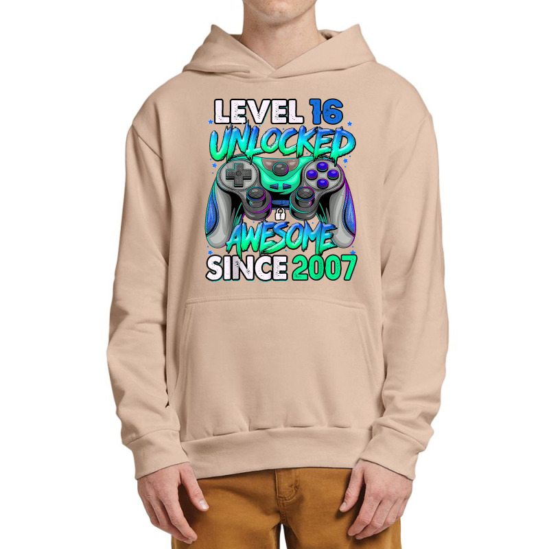 Vintage 16 Year Old Birthday Unlocked Awesome Since 2007 T Shirt Urban Pullover Hoodie | Artistshot