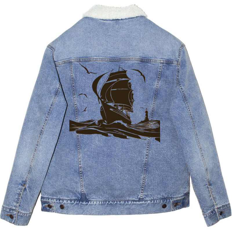 Sailing Into Adventure Unisex Sherpa-lined Denim Jacket | Artistshot