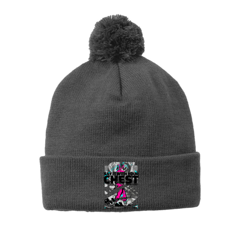 Say It With Your Chest Pom Pom Beanie by Ha Thu | Artistshot