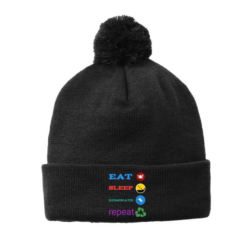 Eat Sleep Dominate Repeat Pom Pom Beanie by milasindi | Artistshot