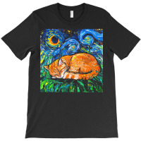 Tabby Cat T  Shirt Orange Tabby Night Full Image T  Shirt T-shirt | Artistshot