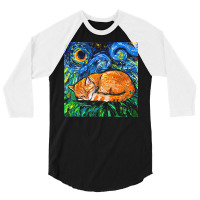 Tabby Cat T  Shirt Orange Tabby Night Full Image T  Shirt 3/4 Sleeve Shirt | Artistshot