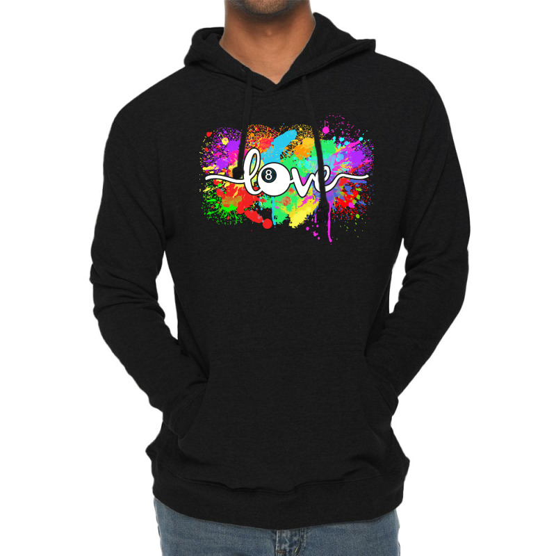 Billiards T  Shirt Billiards Love Colorful Typography Art 8 Ball Pool Lightweight Hoodie | Artistshot