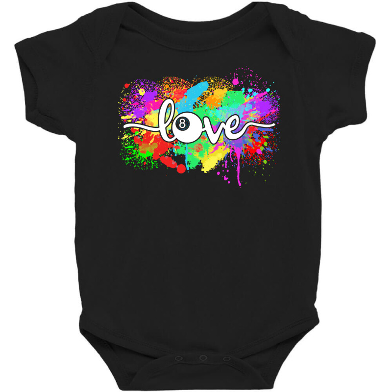 Billiards T  Shirt Billiards Love Colorful Typography Art 8 Ball Pool Baby Bodysuit | Artistshot