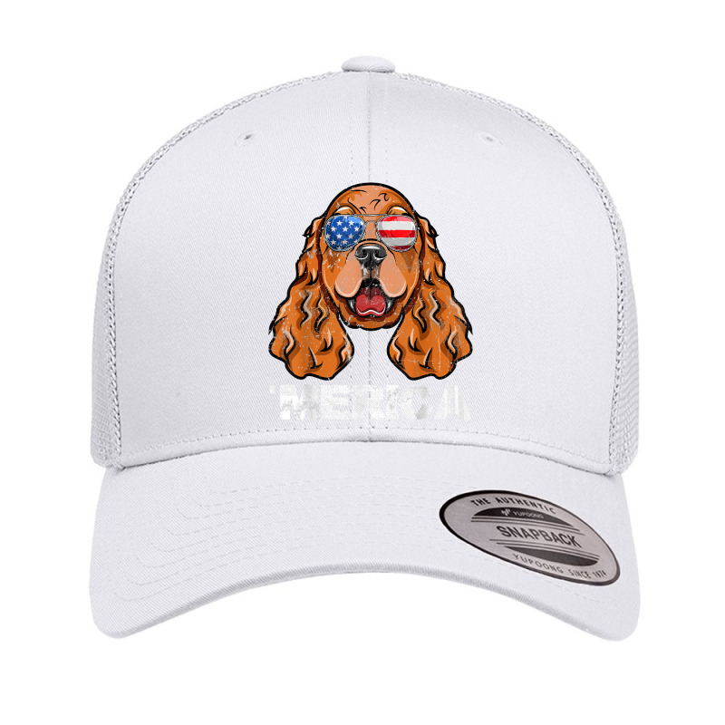 Cocker Spaniel Sunglasses American Usa Flag 4th Of July T Shirt Retro Trucker Cap by franceskagilland | Artistshot