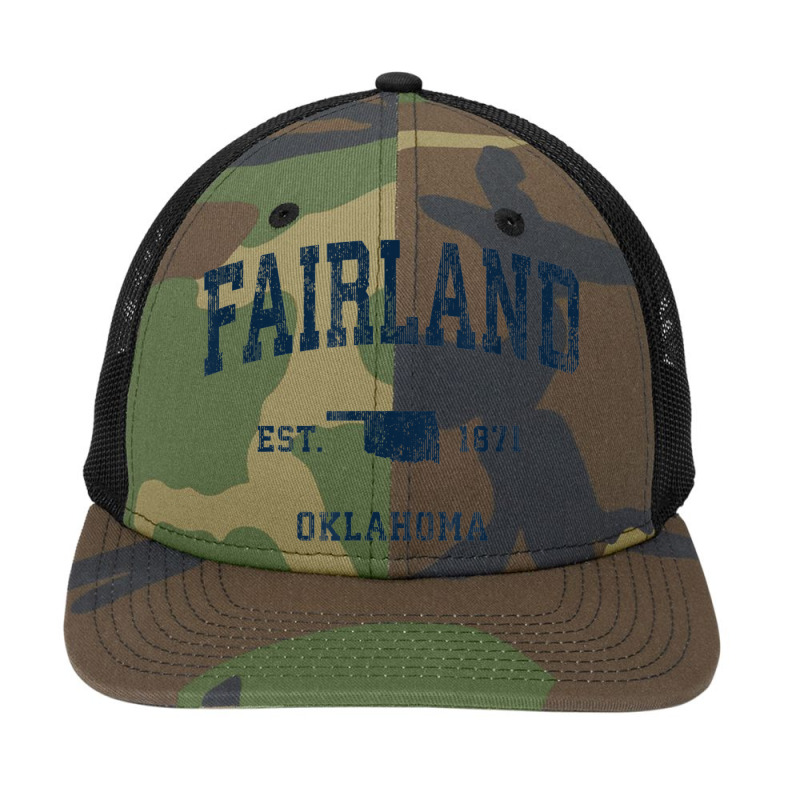 Fairland Oklahoma Ok Vintage Athletic Navy Sports Design Snapback Trucker Cap by Color | Artistshot