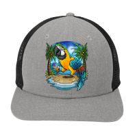 Blue And Gold Macaw Parrot Drinking Margaritas Vacation Bird T Shirt Snapback Trucker Cap | Artistshot