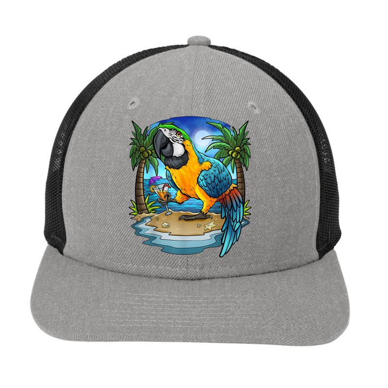 Blue And Gold Macaw Parrot Drinking Margaritas Vacation Bird T Shirt Snapback Trucker Cap by cm-arts | Artistshot