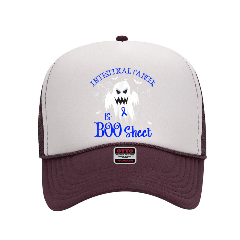 Intestinal Cancer Is Boo Sheet Blue Ribbon Halloween Foam Trucker Hat by Bewitch | Artistshot