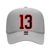 Number #13 Red Black Sports Jersey Birthday Lucky Number 13 Foam Trucker Hat | Artistshot